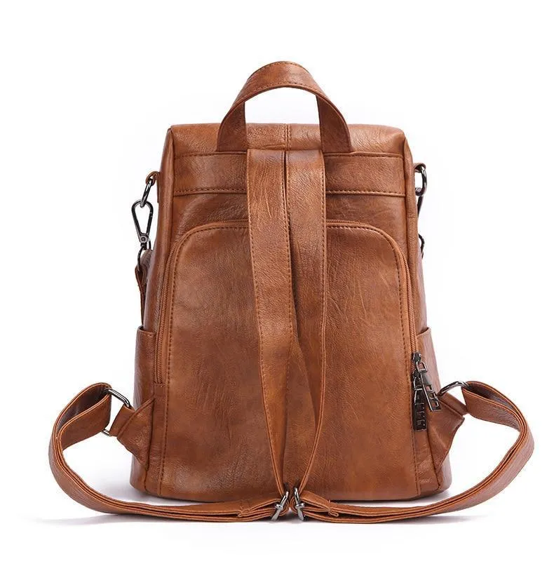 Women's Leather Anti Theft Backpack