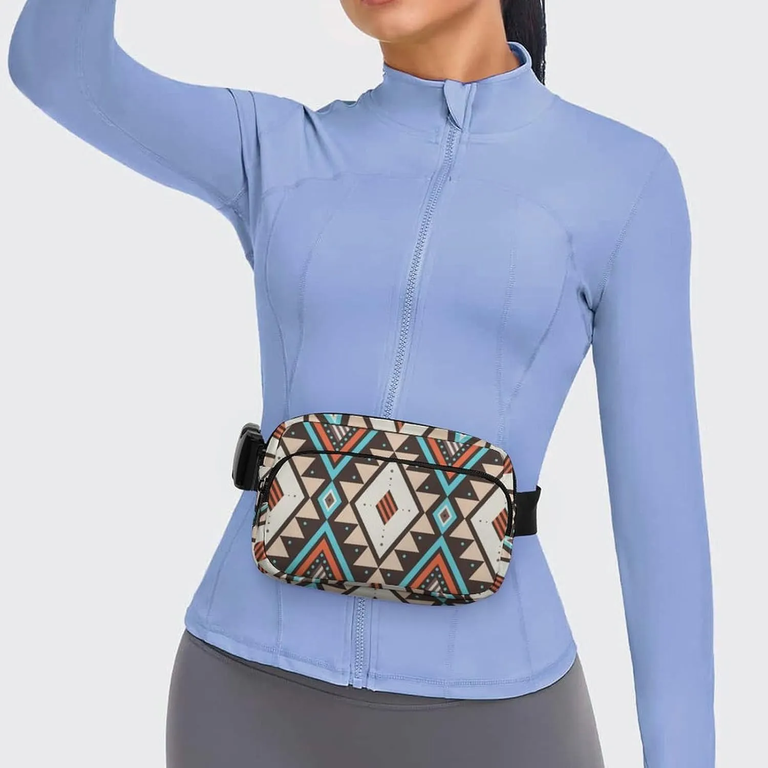 Womens Waterproof Running Belt Bag Compatible with Southwestern Aztec Native American Ethnic Decor, Fanny Pack with Adjustable Waist Strap
