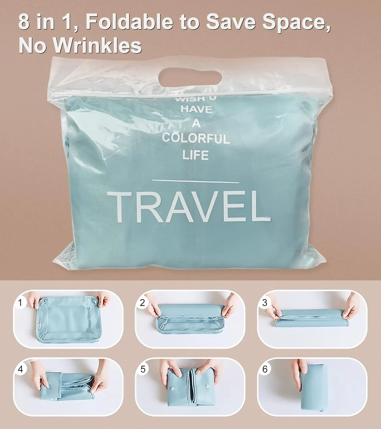 WOOMADA 8 Set Packing Cubes for Suitcases Travel Essentials Luggage Organizer for Travel Accessories Shoe Bag Tioletry Bag Laundry Bag(grey)
