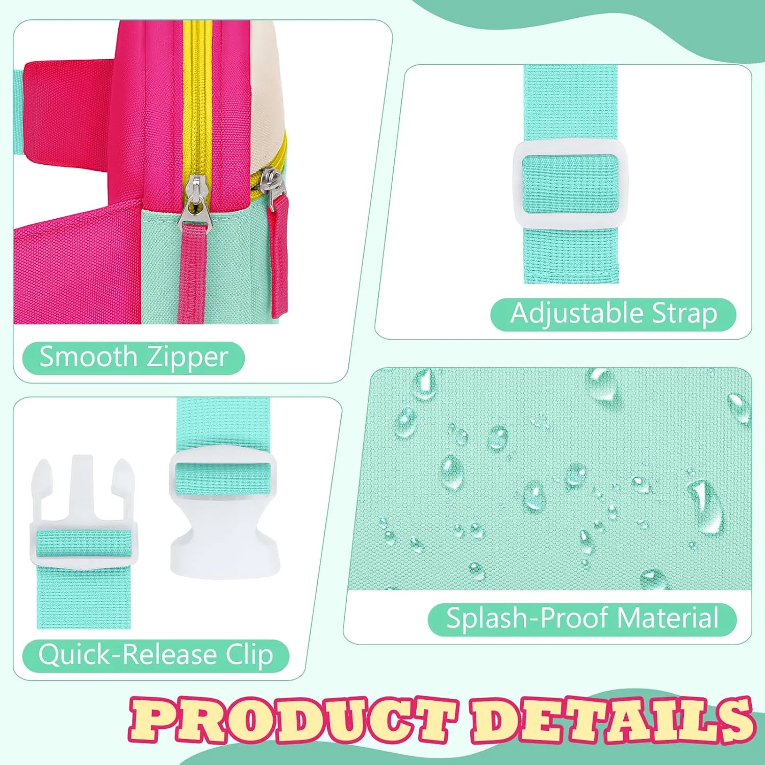 WOOMADA Fanny Pack, Crossbody Bag Waist Bag with Adjustable Waistband, Cute Belt Bag for Gifts(Hot Pink&Turquoise)