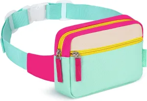 WOOMADA Fanny Pack, Crossbody Bag Waist Bag with Adjustable Waistband, Cute Belt Bag for Gifts(Hot Pink&Turquoise)