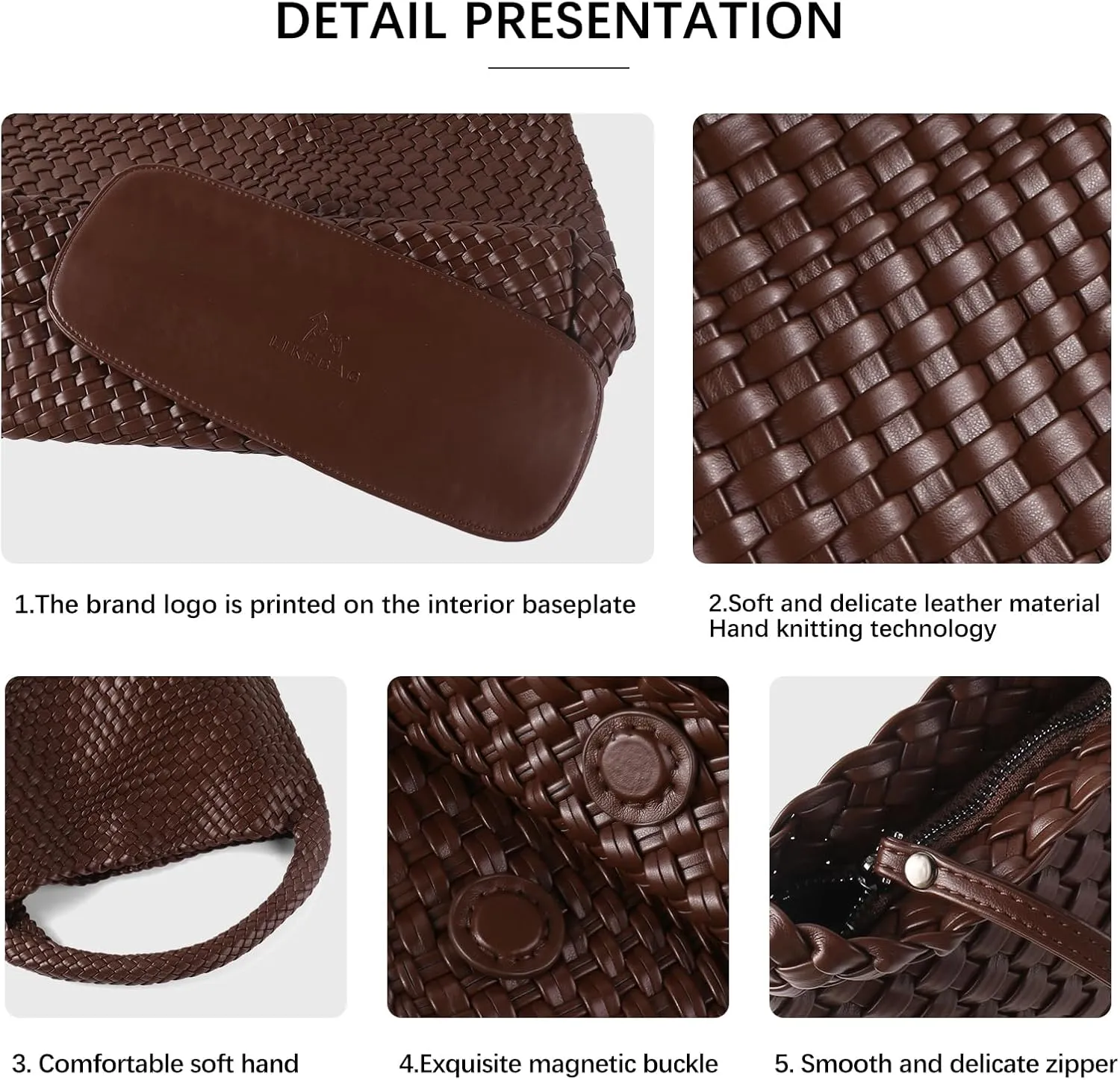 Woven Bag for Women Vegan Leather Tote Bag Large Summer Beach Travel Handbag and Purse Retro Handwoven Shoulder Bag