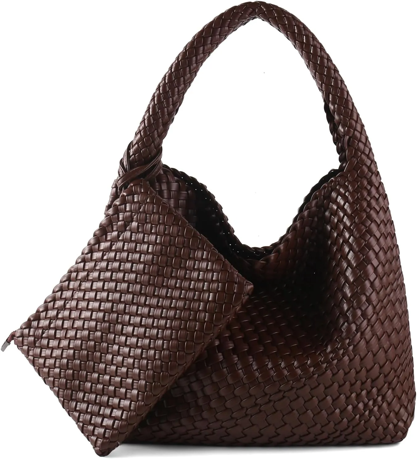 Woven Bag for Women Vegan Leather Tote Bag Large Summer Beach Travel Handbag and Purse Retro Handwoven Shoulder Bag