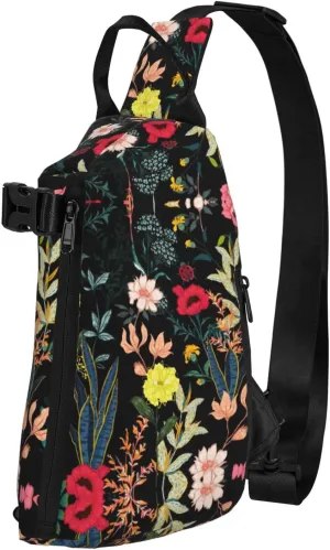 WURTON Colorful Boho Floral Print Crossbody Backpack Cross Pack Lightweight Sling Bag Travel, Hiking