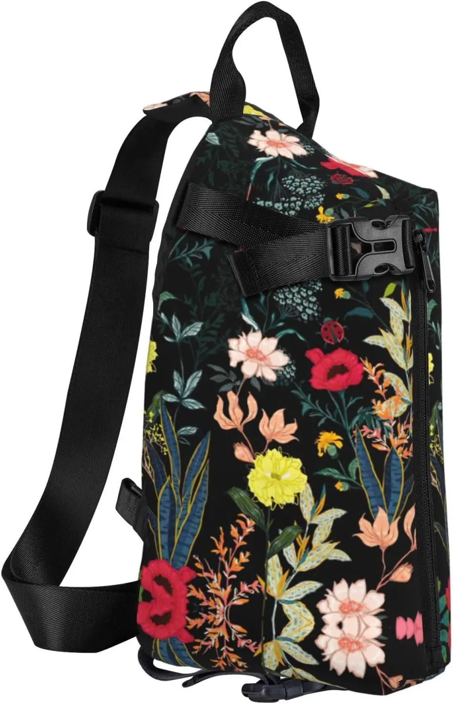 WURTON Colorful Boho Floral Print Crossbody Backpack Cross Pack Lightweight Sling Bag Travel, Hiking