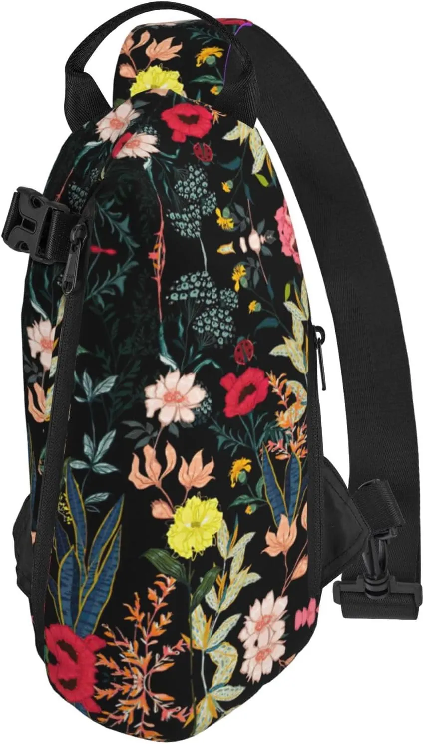 WURTON Colorful Boho Floral Print Crossbody Backpack Cross Pack Lightweight Sling Bag Travel, Hiking