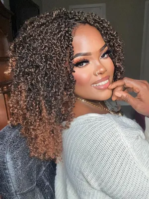 Yanky Twist Crochet Hair 8 Inch Pre Looped Spring Twist Synthetic 7 Packs Mini Passion Twist Hair Extensions Curly Ends, 1B/30
