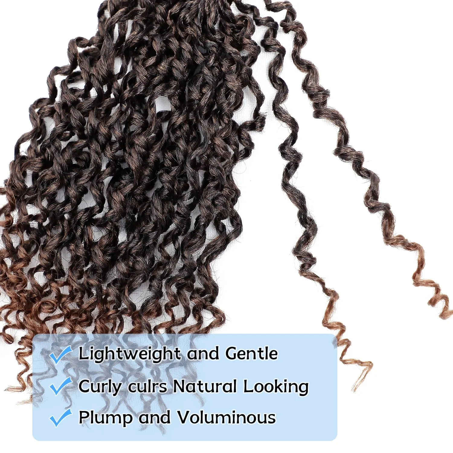 Yanky Twist Crochet Hair 8 Inch Pre Looped Spring Twist Synthetic 7 Packs Mini Passion Twist Hair Extensions Curly Ends, 1B/30