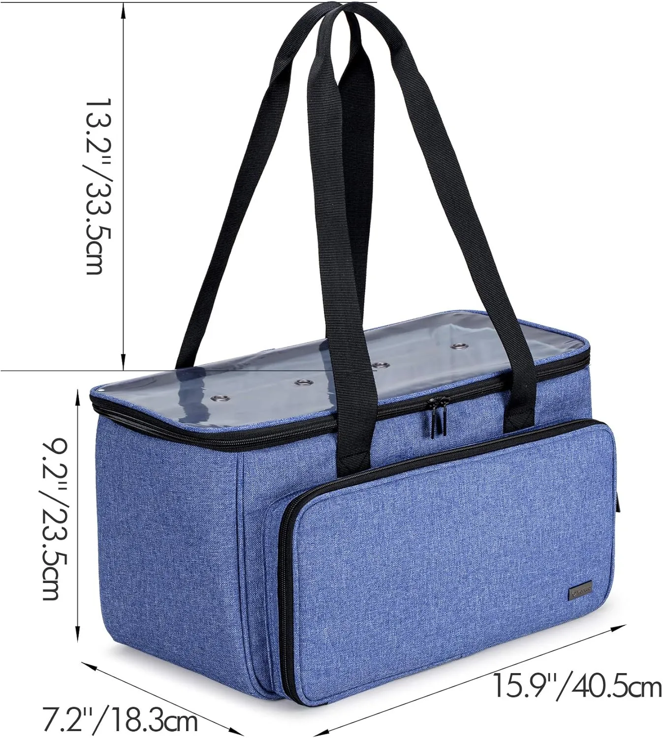 Yarwo Knitting Yarn Bag, Crochet Tote with Pocket for WIP projects, Knitting Needles(Up to 14”) and Skeins of Yarn, Blue (Bag Only)