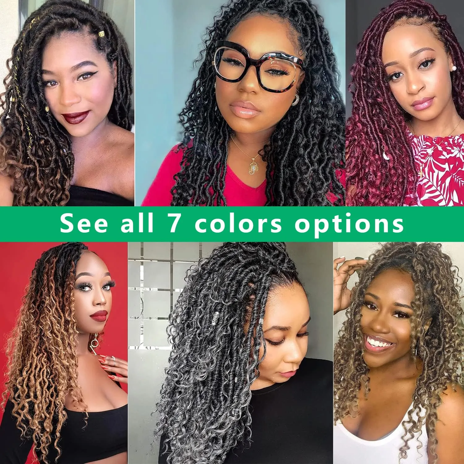YESEGO Faux Locs Crochet Hair 18 Inch Ombre Goddess Locs Curly Pre Looped Crochet Braids with Curly Ends Synthetic Hair Extensions (6 packs, #1b/30/27)