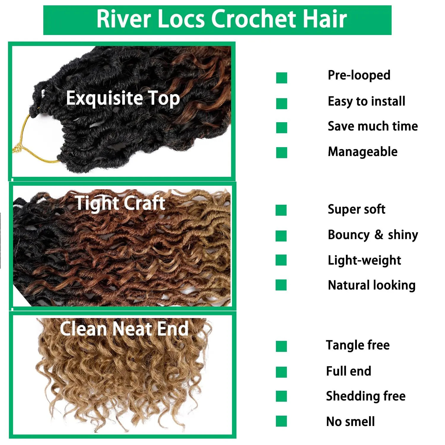 YESEGO Faux Locs Crochet Hair 18 Inch Ombre Goddess Locs Curly Pre Looped Crochet Braids with Curly Ends Synthetic Hair Extensions (6 packs, #1b/30/27)