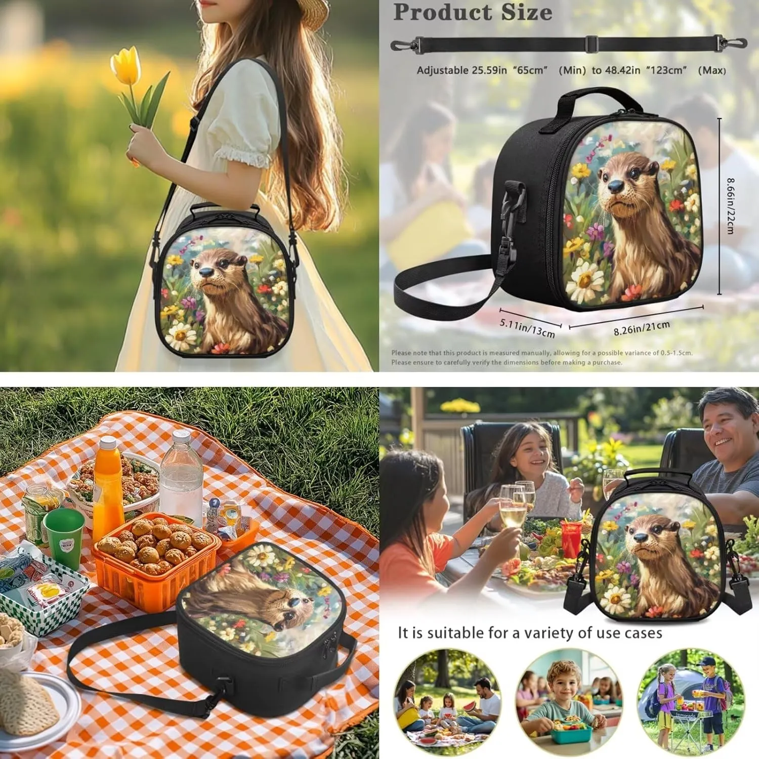 YEXIATODO Cartoon Otter Backpack and Lunch Bag Set for Girls 6Th Grade School Bags for Boys Kindergarten Elementary Backpack with Front Pocket Big Little Kid Fashion Independent Day Bookbag