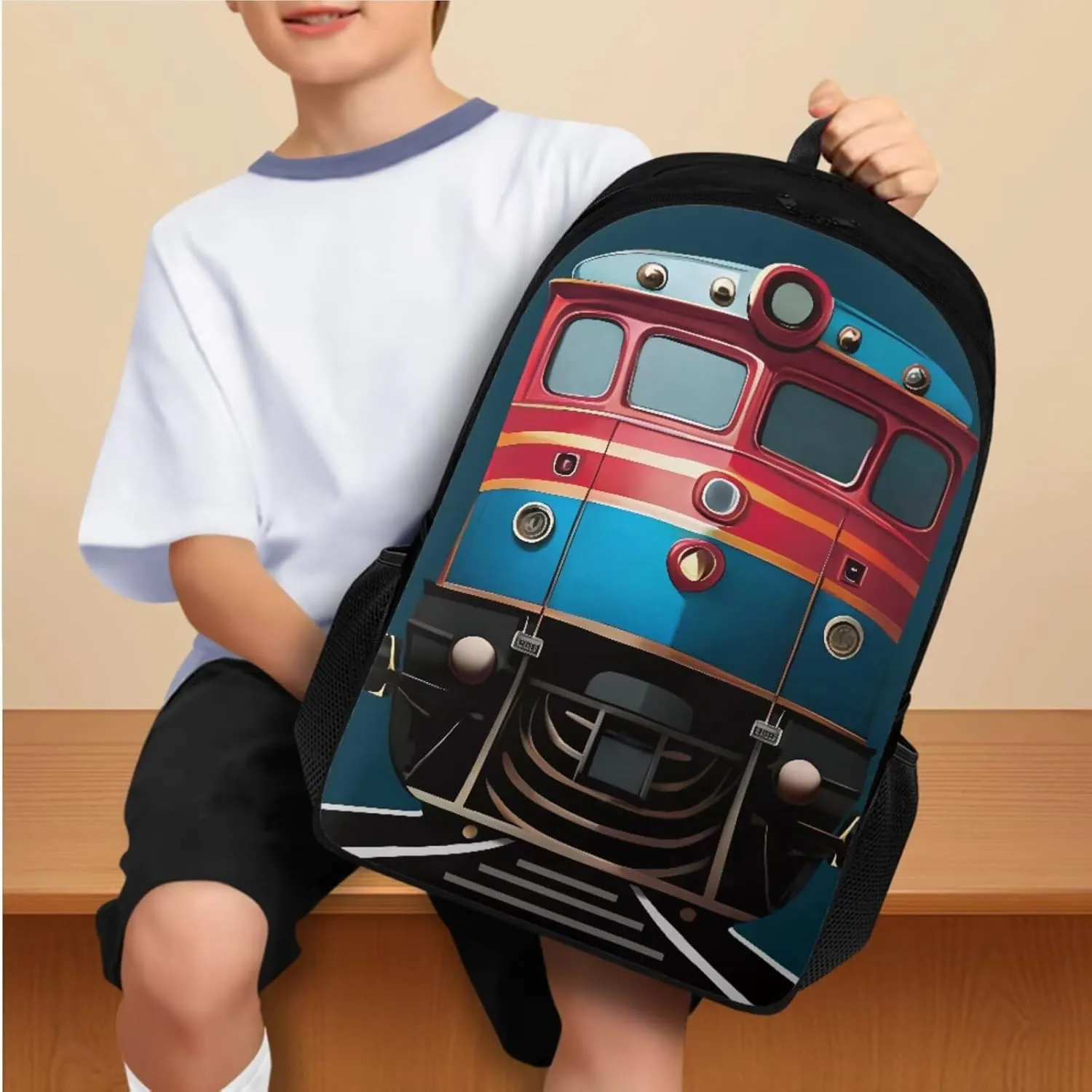 YEXIATODO Cartoon Train Cute Backpack for School Teen Girls 1st 2nd 3rd 4th 5th 6th Grade Boys Girls Teens Bookbag Aesthetic Womens Travel Book Bags for School Kids Student Back Packs