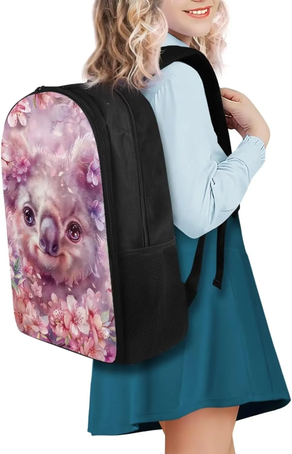YEXIATODO Cherry Blossom Koala Backpack and Lunch Box Set 4pcs Boys Girls 17" School Bag with Front Zip Pocket Aesthetic School Bags Large Capacity for Daily Use Day-Trips Traveling