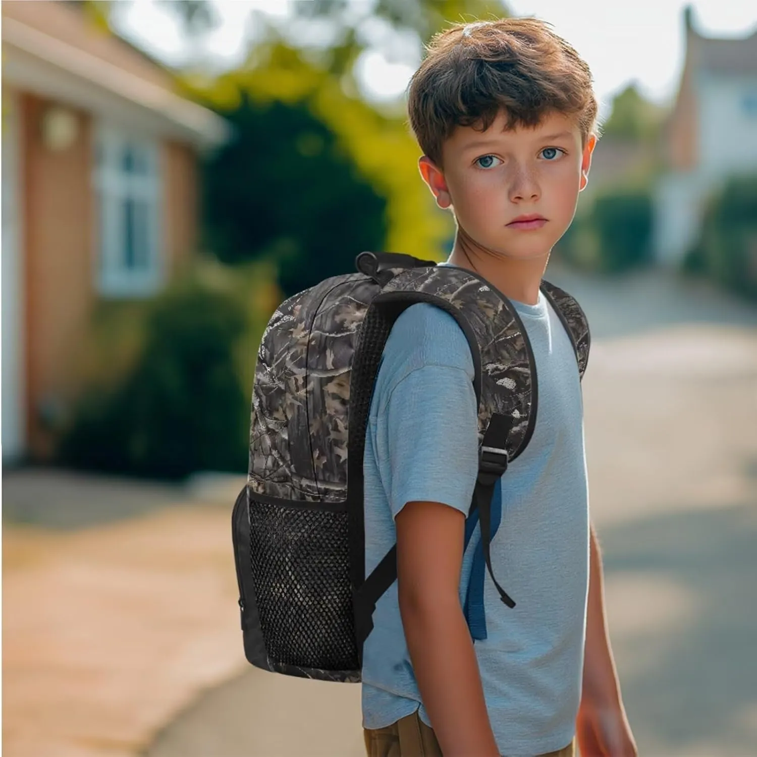 YEXIATODO Little Kids Back To School Backpacks for Boys Teens Cave Tiger Bookbags 5Th Grade Student Large Capacity Backpack Primary Middle 17 Inch School Bag with Lunch Box & Pencil Case