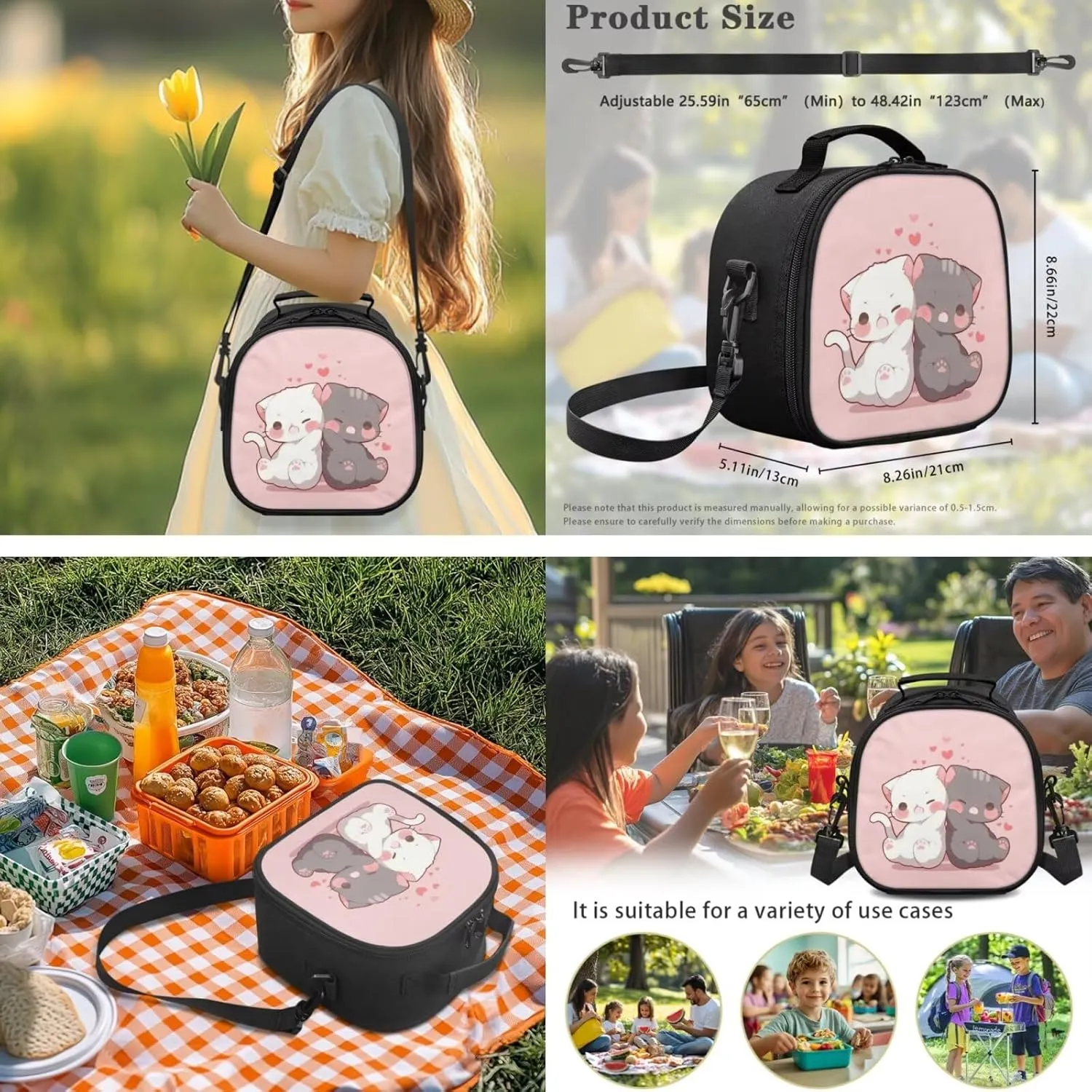 YEXIATODO Pink Baby Cat Bookbags for 6th Grade Girls 4 Piece Student Back To School Book Bag with Shouder Bag Pencil Case for Boys Girls 1-6th Grade Primary Kindergarten Preschool Elementary