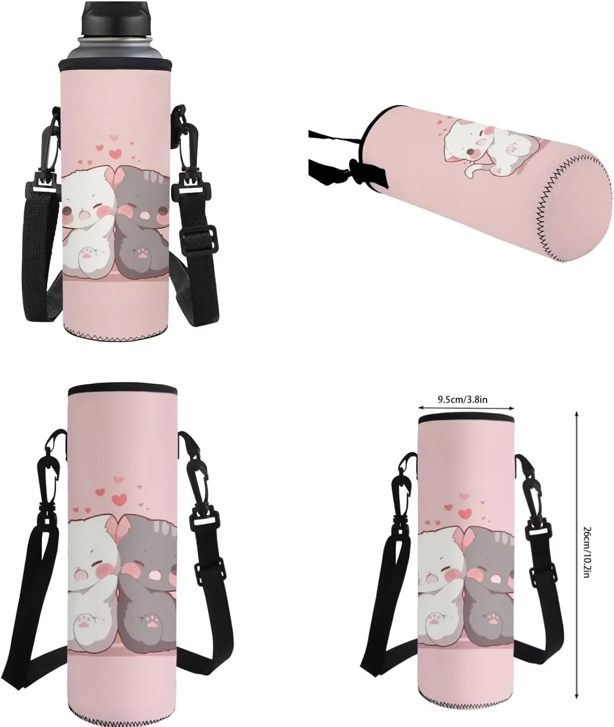 YEXIATODO Pink Baby Cat Bookbags for 6th Grade Girls 4 Piece Student Back To School Book Bag with Shouder Bag Pencil Case for Boys Girls 1-6th Grade Primary Kindergarten Preschool Elementary