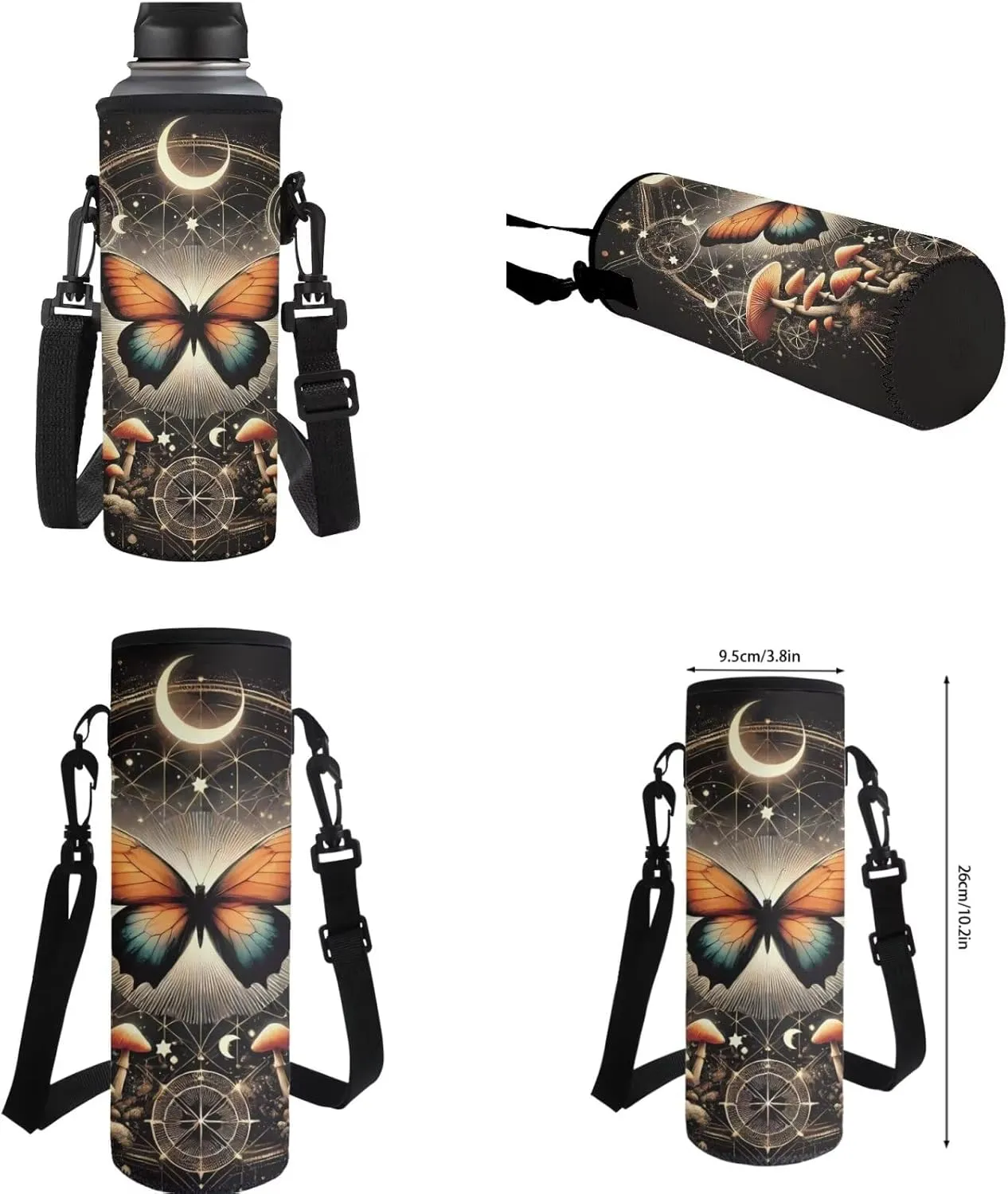 YEXIATODO Trendy Moon Butterfly Backpack for Girls Bookbag With Lunch Box Set 8-10 Big Kids School Backpack with Multiple Pockets 1-6Th Grade School Kids Book Bag Set with Adjustable Straps