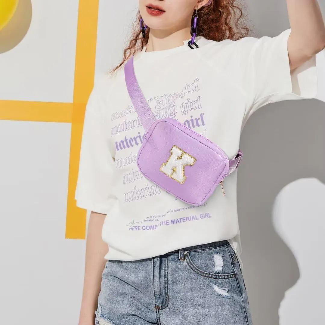 YOOLIFE Initial Belt Bag - Crossbody Bags Women - Fanny Packs for Women Cross Body Bag Purple Small Waist Packs Travel Everywhere Belt Bag Monogram Crossbody Bag M