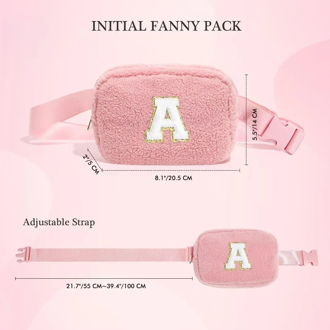 YOOLIFE Initial Fanny Pack for Women Girls - Monogram Belt Bag Crossbody Bag Waist Packs, Personalized Birthday Gifts for Women Teen Girls Mom Daughter Friend Sister, Pink M