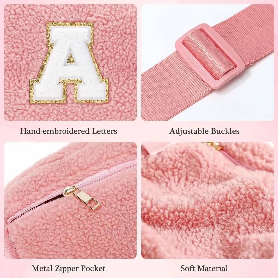 YOOLIFE Initial Fanny Pack for Women Girls - Monogram Belt Bag Crossbody Bag Waist Packs, Personalized Birthday Gifts for Women Teen Girls Mom Daughter Friend Sister, Pink M