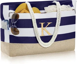 YOOLIFE Mothers Day Gifts - Initial Beach Bags for Women, Personalized Gifts for Women Mom Wife Teacher Friend Birthday