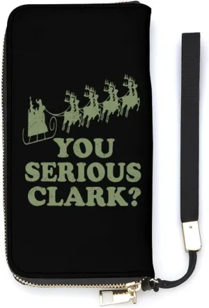You Serious Clark Women's PU Leather Wallet Long Purse Card Case Organizer with Wrist Strap