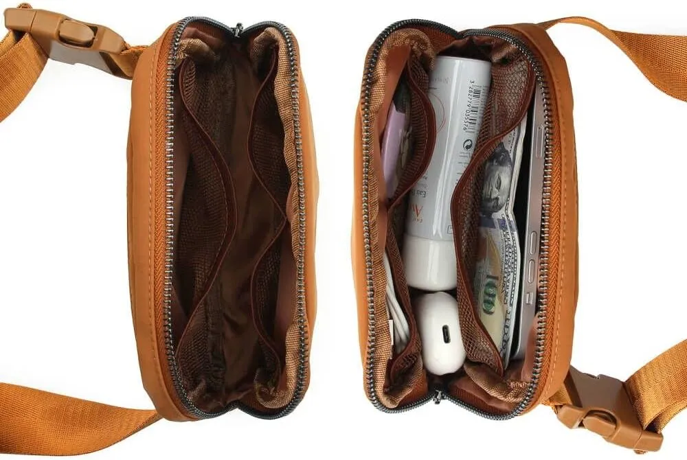 ZOPPEN Fanny Packs for Women Mini Belt Bag, Small Waist Bag Water Proof Fanny Pack Crossbody with Adjustable Strap, Everywhere Belt Bag Dupes for Travel Running Hike Work Out, Brown