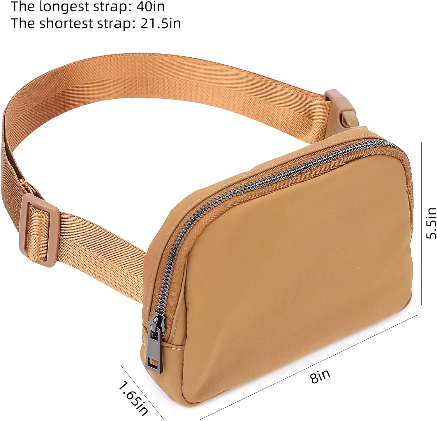 ZOPPEN Fanny Packs for Women Mini Belt Bag, Small Waist Bag Water Proof Fanny Pack Crossbody with Adjustable Strap, Everywhere Belt Bag Dupes for Travel Running Hike Work Out, Brown