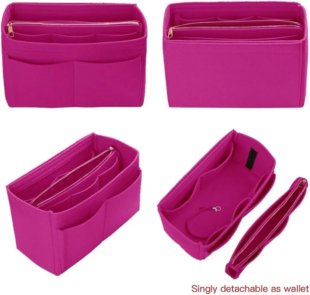 ZTUJO Purse Organizer Insert, Felt Bag Organizer with Metal Zipper, Handbag & Tote Shaper, For Speedy Neverfull Tote, 7 Sizes