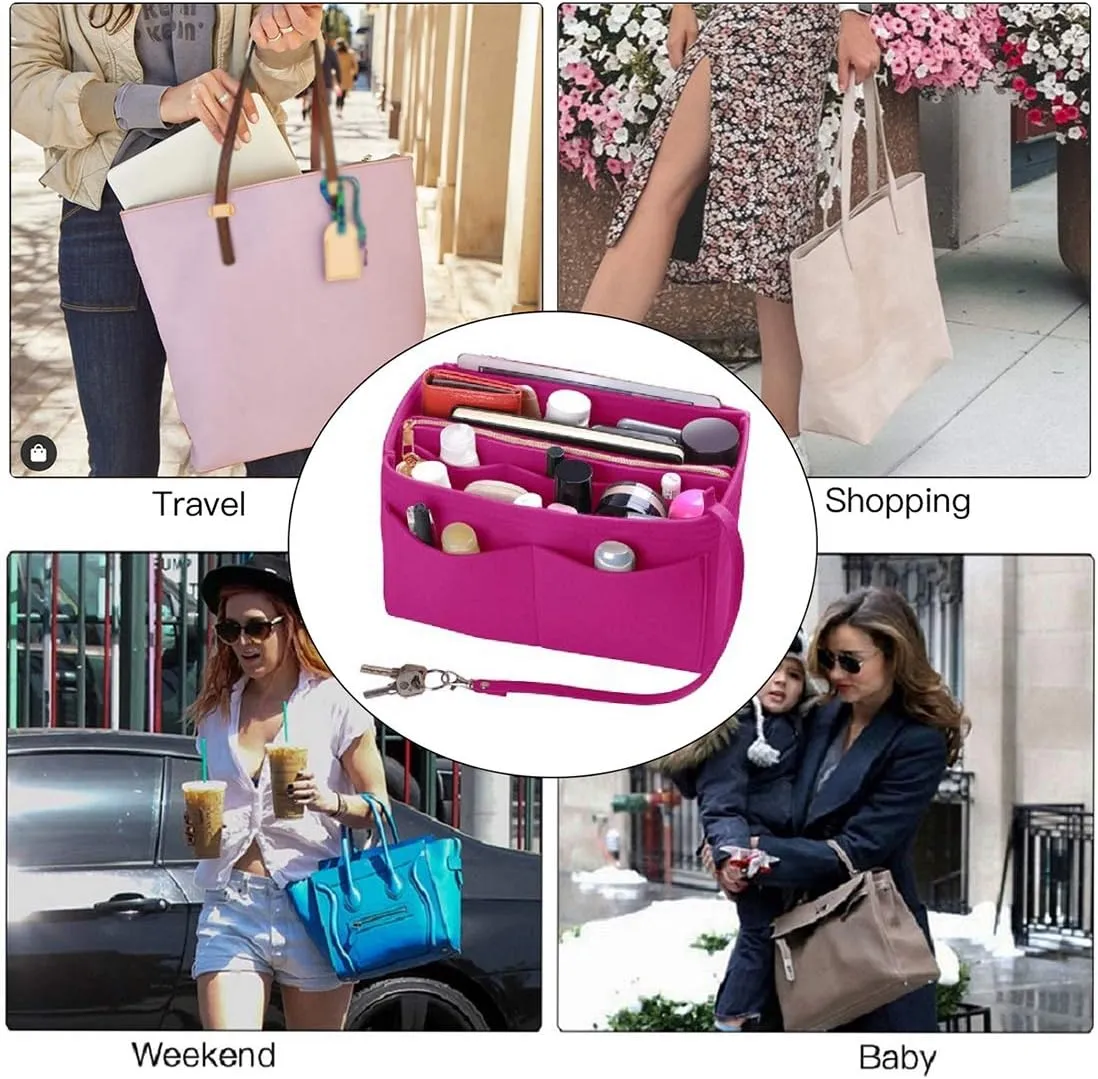 ZTUJO Purse Organizer Insert, Felt Bag Organizer with Metal Zipper, Handbag & Tote Shaper, For Speedy Neverfull Tote, 7 Sizes